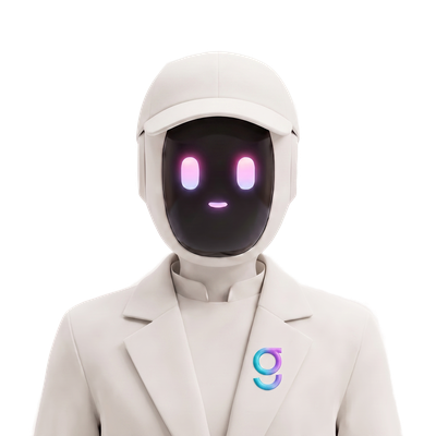 The DealDesk operator agent: a bone-white humanoid robot with a glowing gradient face screen.