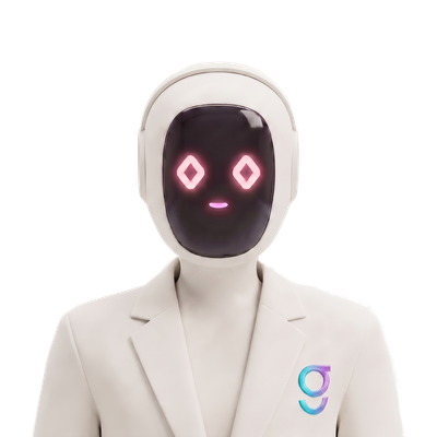 The Enrichment operator agent: a bone-white humanoid robot with a glowing gradient face screen.