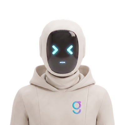 The Outbound operator agent: a bone-white humanoid robot with a glowing gradient face screen.
