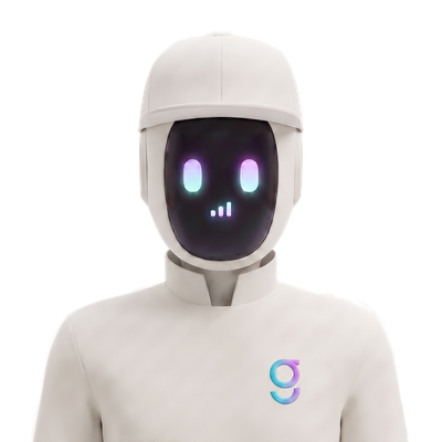 The Reporting operator agent: a bone-white humanoid robot with a glowing gradient face screen.