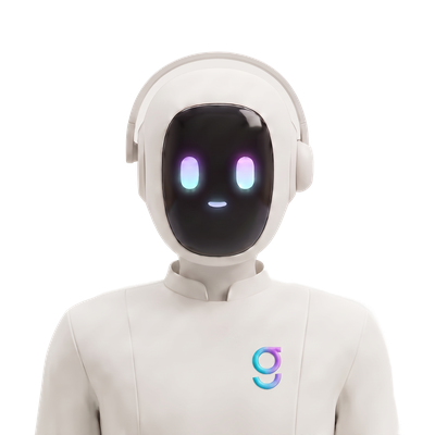 The RevOps operator agent: a bone-white humanoid robot with a glowing gradient face screen.