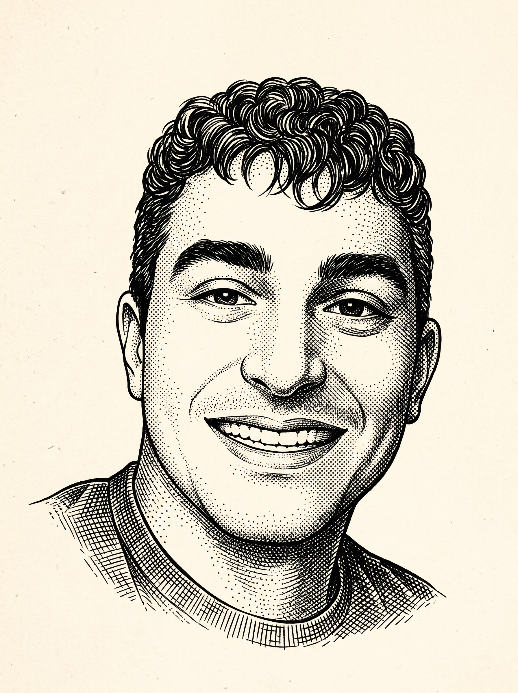 Engraved line-art portrait of Richard Artoul